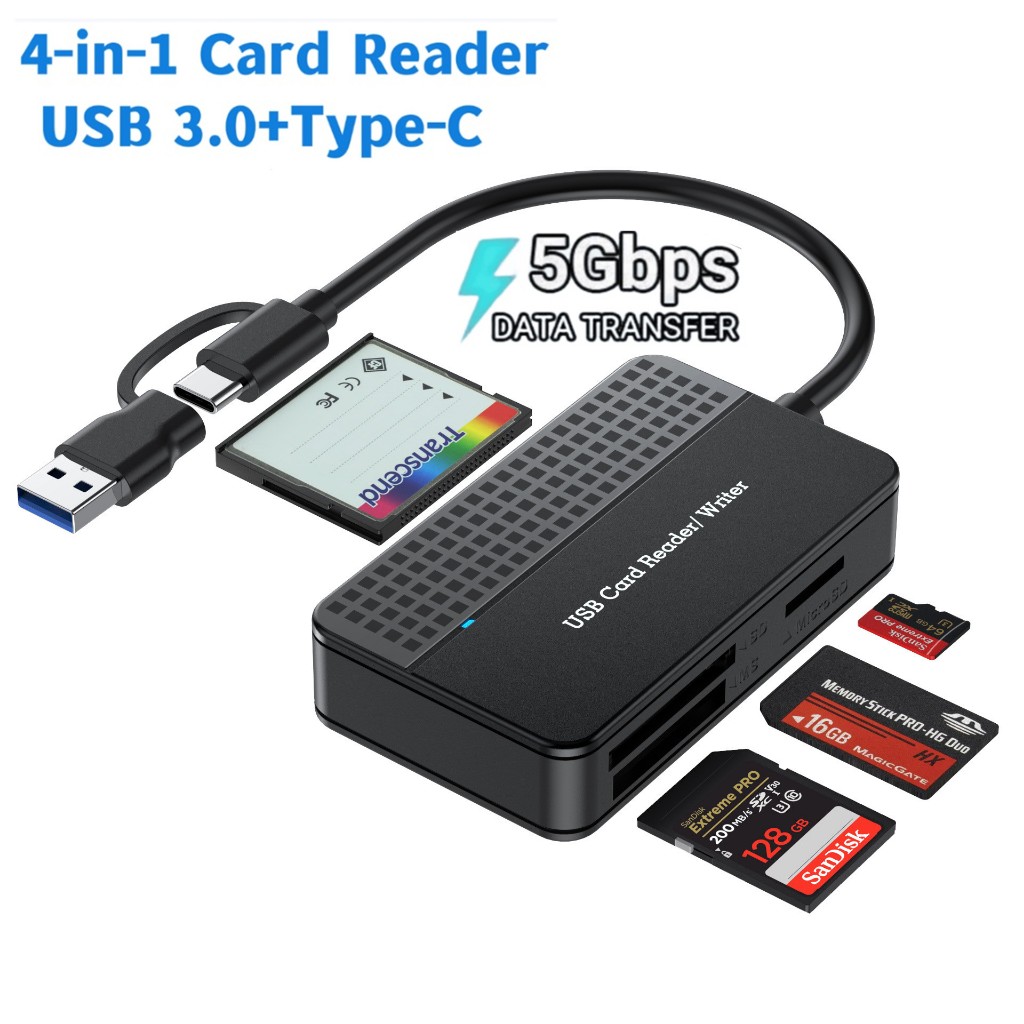 อะแดปเตอร์การ์ดรีดเดอร์ USB 3.0 SD Micro SD TF CF MS 4 in 1 สําหรับ Mac PC แล็ปท็อป