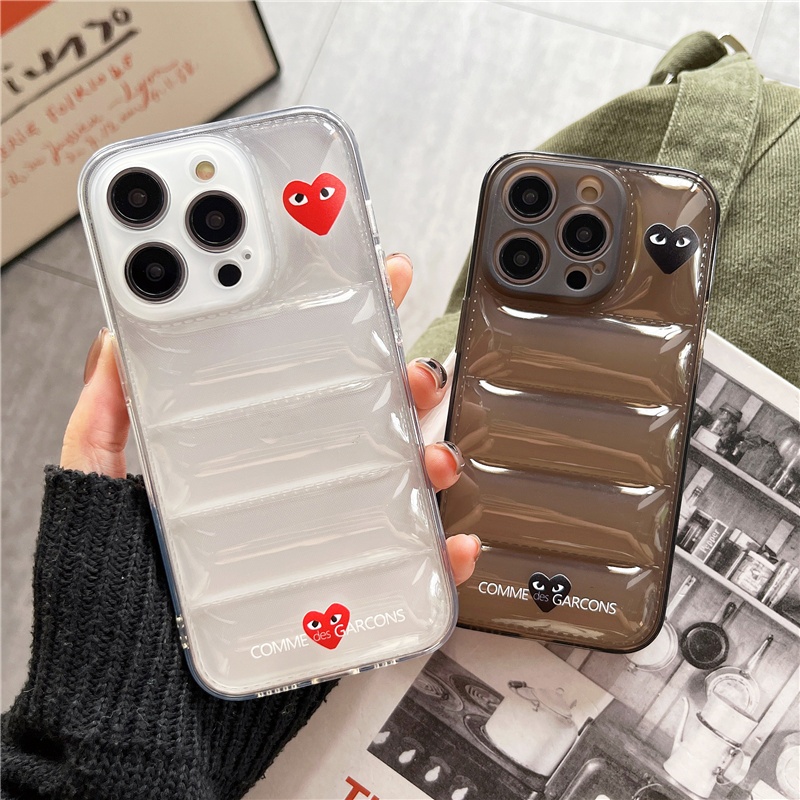 เคสโทรศัพท์มือถือแบบนิ่ม ใส ลายหัวใจ ดาวน์แจ็กเก็ต แฟชั่น สําหรับ iPhone 8 7Plus X Xs XR XSMAX 11 12 13 14 15 Plus PRO MAX 15 15Pro