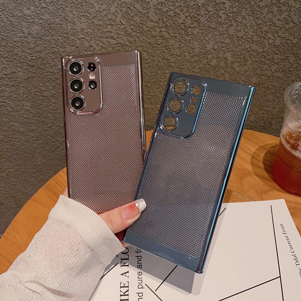 เคสโทรศัพท์มือถือแบบแก้วแข็ง ชุบไฟฟ้า กันความร้อน ป้องกันกล้อง สําหรับ Samsung Galaxy S24 S23 S22 S21 Note 20 Ultra S23 Plus