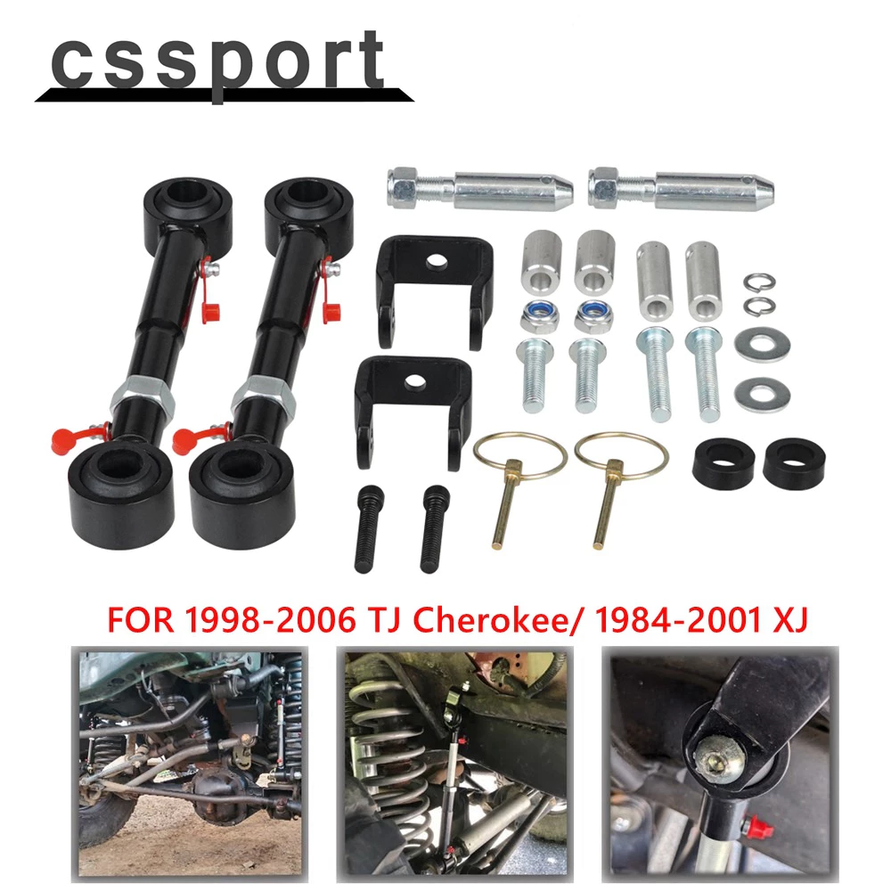 ปรับด้านหน้า Sway Bar Links Quicker Disconnects Fit สําหรับ Wrangler 1998-2006 TJ Cherokee 1984-2001 XJ พร้อม 2.5 "-6" ยก Fit สําหรับ Jeep Wrangler JL 2019-2022