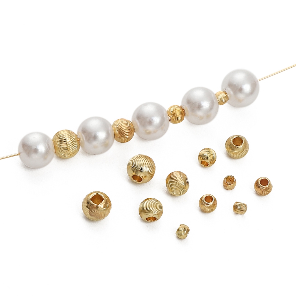 [3/4/5/6 มม.] ลูกปัดสเปเซอร์ ชุบทอง 14k ลายดอกไม้ สําหรับทําเครื่องประดับ DIY