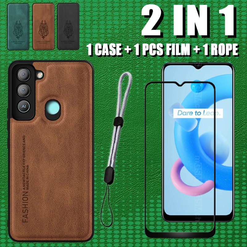 2 IN 1 ปลอกหนังสําหรับ Tecno Pop 5 LTE BD4/BD4i/BD4a พร้อมตัวป้องกันหน้าจอเซรามิกและเชือกคล้องโทรศัพ