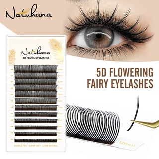 Natuhana ขนตาปลอม 5 มิติ ต่อขนตา ดอกไม้ แต่ละชิ้น ขนตาปริมาตร ทรงพัด W นุ่ม ธรรมชาติ