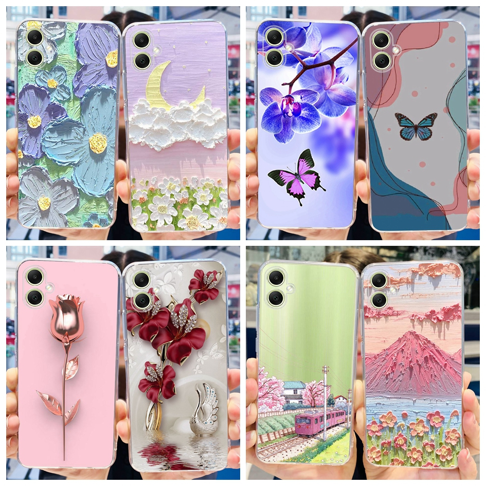 เคสโทรศัพท์มือถือแบบนิ่ม ใส ลายดอกไม้ ผีเสื้อ แฟชั่น สําหรับ Samsung Galaxy A05 A05S 2023 SM-A055F SM-A057F