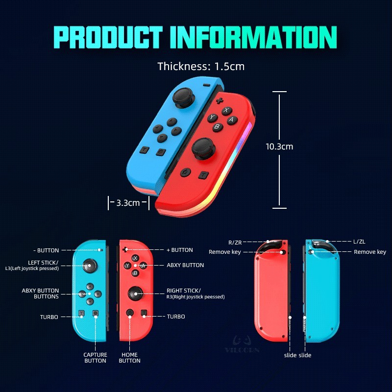 Vilcorn Joy-2 จอยแพด สําหรับ Nintendo Switch Lite Oled Joy Con Zelda Switch Joystick PC Yuzu Dual Vibration Controller