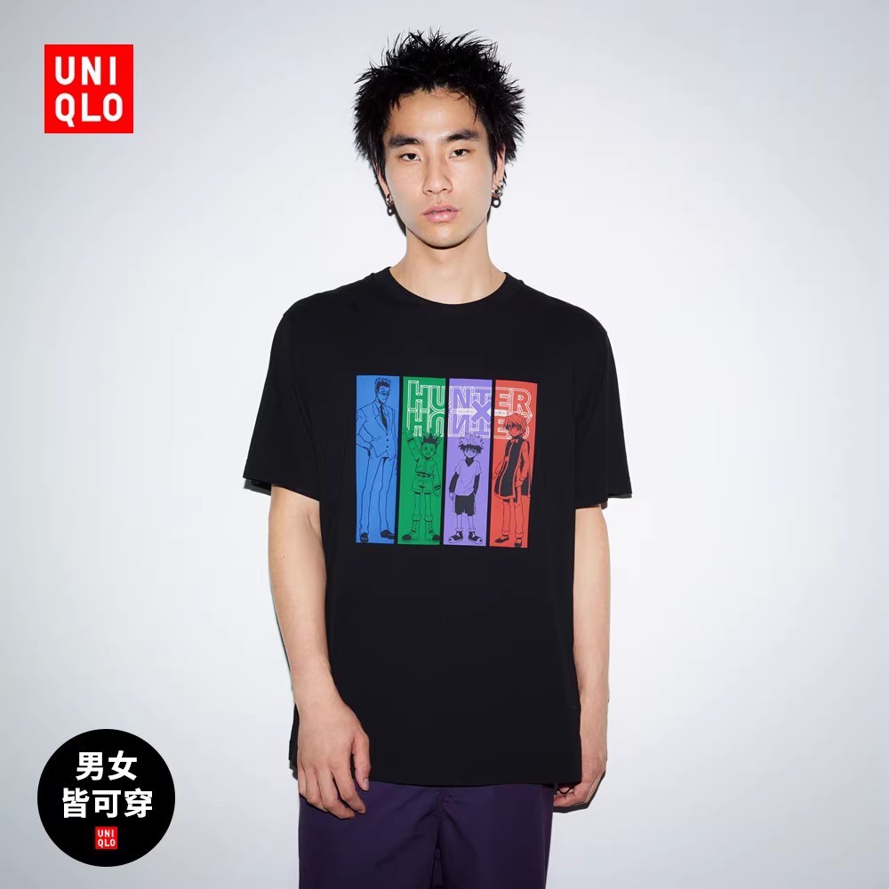 Uniqlo เสื้อยืดแขนสั้น พิมพ์ลาย Hunter x Hunter สําหรับผู้ชาย และผู้หญิง 466150