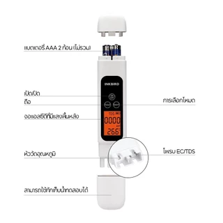 Inkbird 3in1 TDS Water Quality Tester Pen เครื่องทดสอบคุณภาพน้ำพกพา ตรวจคุณภาพน้ำ Tdsปากกาทดสอบคุณภาพน้ําดิจิทัล