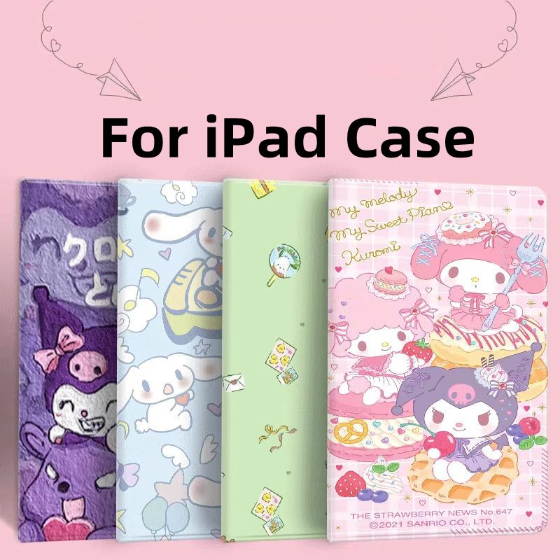 【Melody &amp; Kuromi】For เคสไอแพด ลายการ์ตูน iPad  10.2 gen9 gen8 7th / Mini 1 2 3 4 5 6 / iPad 2 3 4 / iPad Pro 9.7 Air1 Air2 / Ipad Air4/5 10.9 / iPad Pro 10.5 / Smart Case