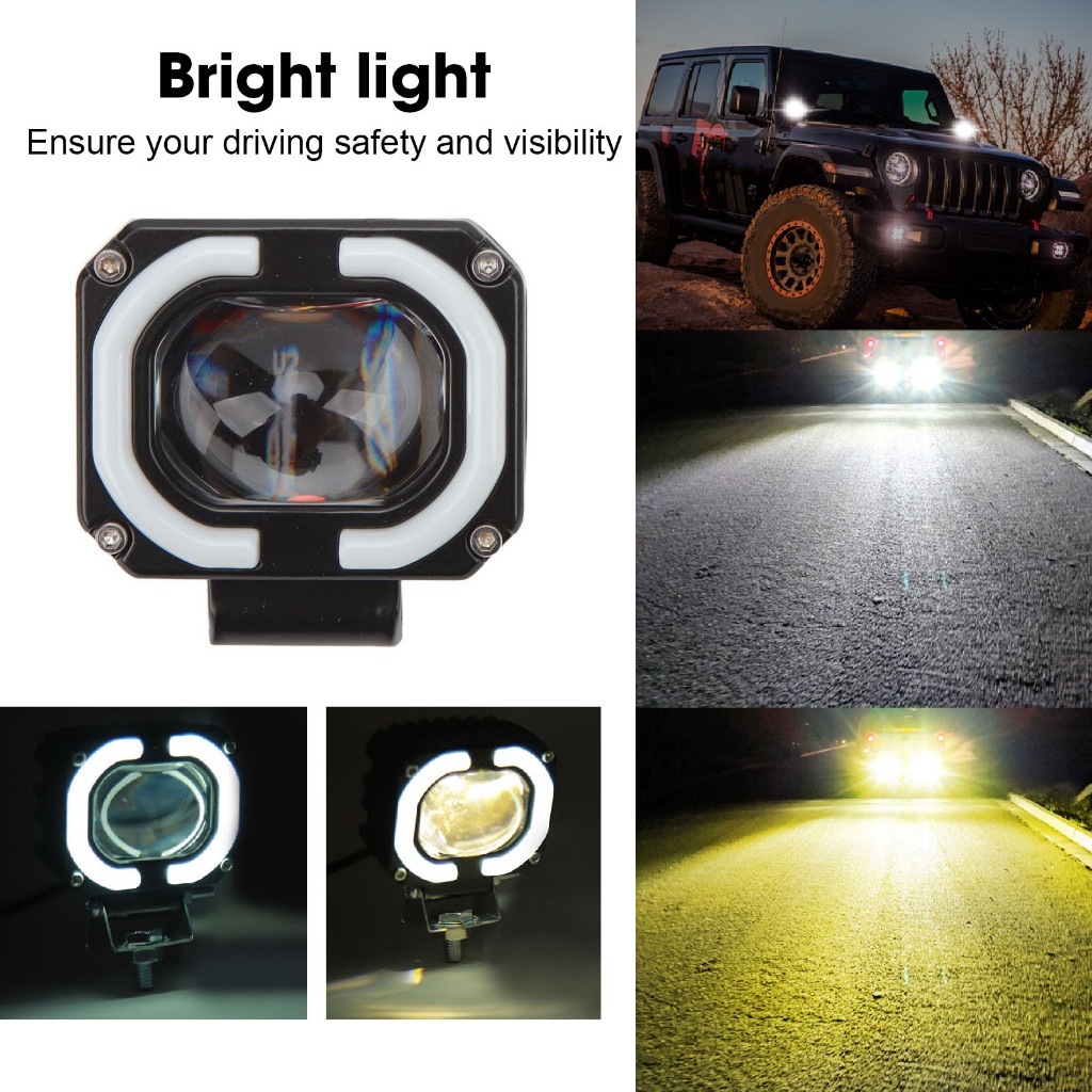 10 ถึง 60V LED Spotlight 2000LM IP67 กันน้ำสองสีเลนส์ก้อนไฟทำงานสำหรับรถบรรทุกรถ SUV ATV UTV รถจักรยานยนต์เรือ B_HILTY