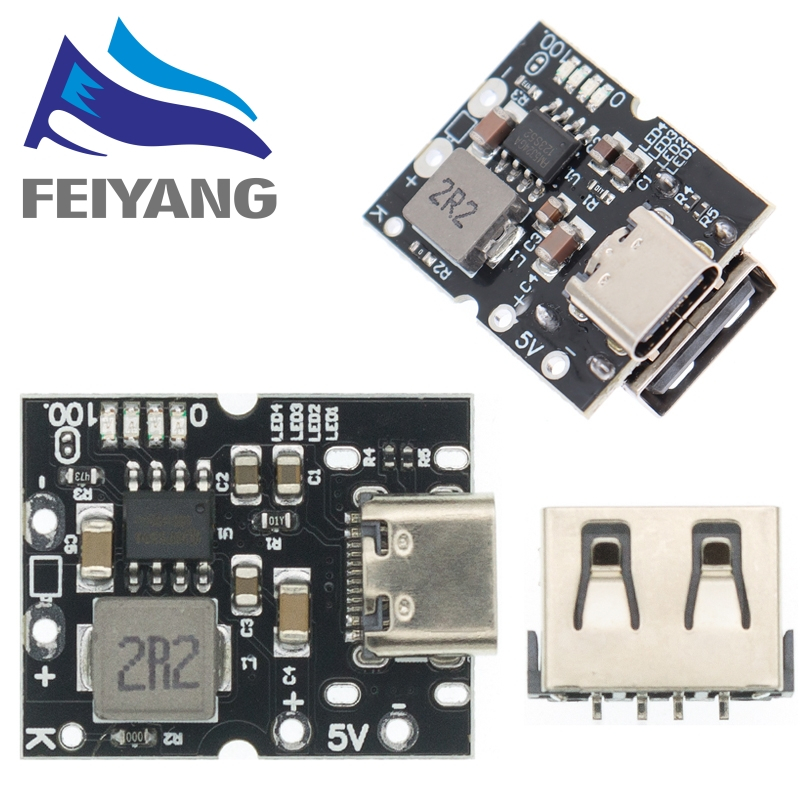 Type-c USB 5V 2A Boost Converter Step-Up โมดูลพลังงานแบตเตอรี่ลิเธียมชาร์จบอร์ดป้องกันจอแสดงผล LED USB สําหรับชาร์จ DIY