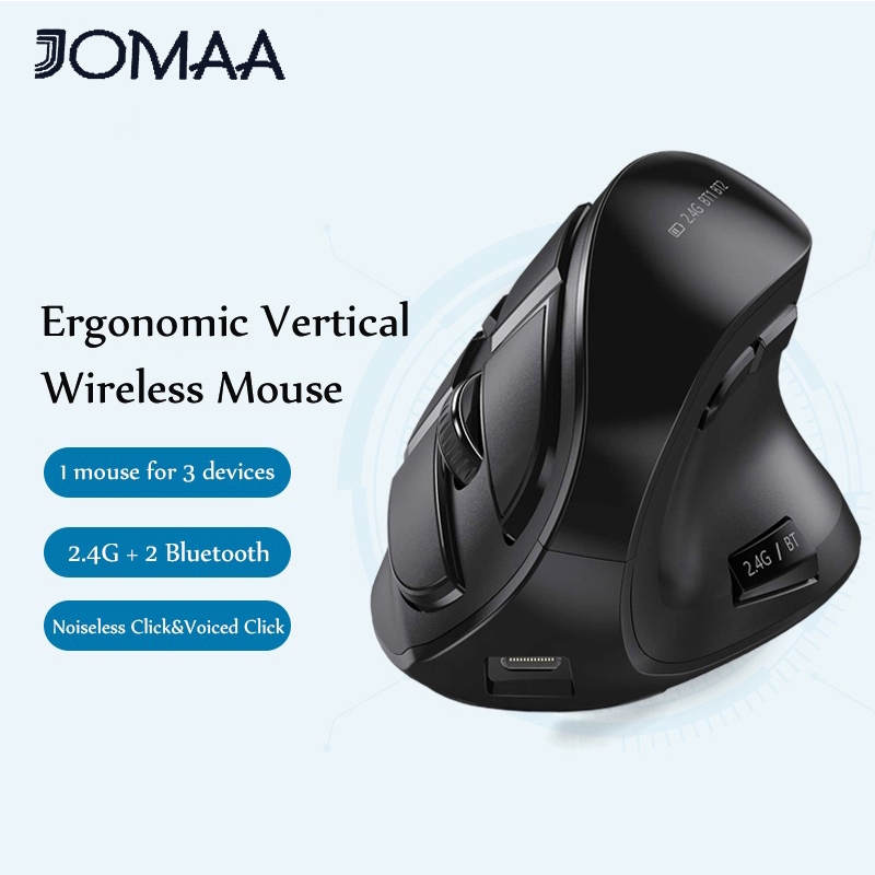 Jomaa เมาส์ออปติคอลไร้สาย บลูทูธ 2.4G แนวตั้ง ชาร์จได้ อเนกประสงค์ สําหรับ Mac Windows