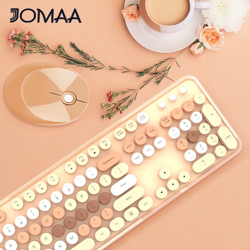 Jomaa&mofii ชุดคีย์บอร์ด และเมาส์ไร้สาย 2.4G สีแคนดี้