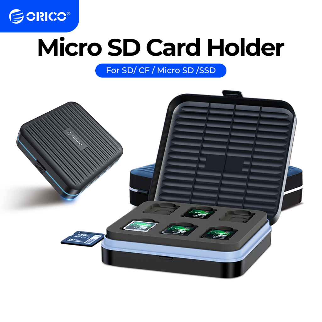 Orico Micro SD Card Holder 16 Slots Memory Card Storage Case Protector สําหรับ SD/ CF/Micro SD /SSD 