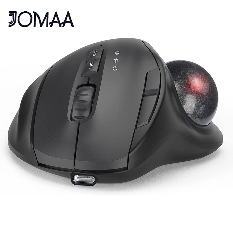 Jomaa เมาส์แทร็กบอลไร้สาย บลูทูธ 2.4G ออกแบบตามสรีรศาสตร์ ควบคุมง่าย 3 นิ้วหัวแม่มือ