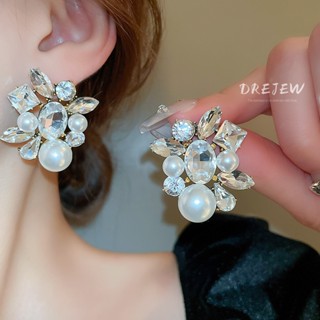 DREJEW ต่างหูเข็มเงิน 925 ประดับเพชร ทรงหยดน้ํา ไข่มุก สไตล์…