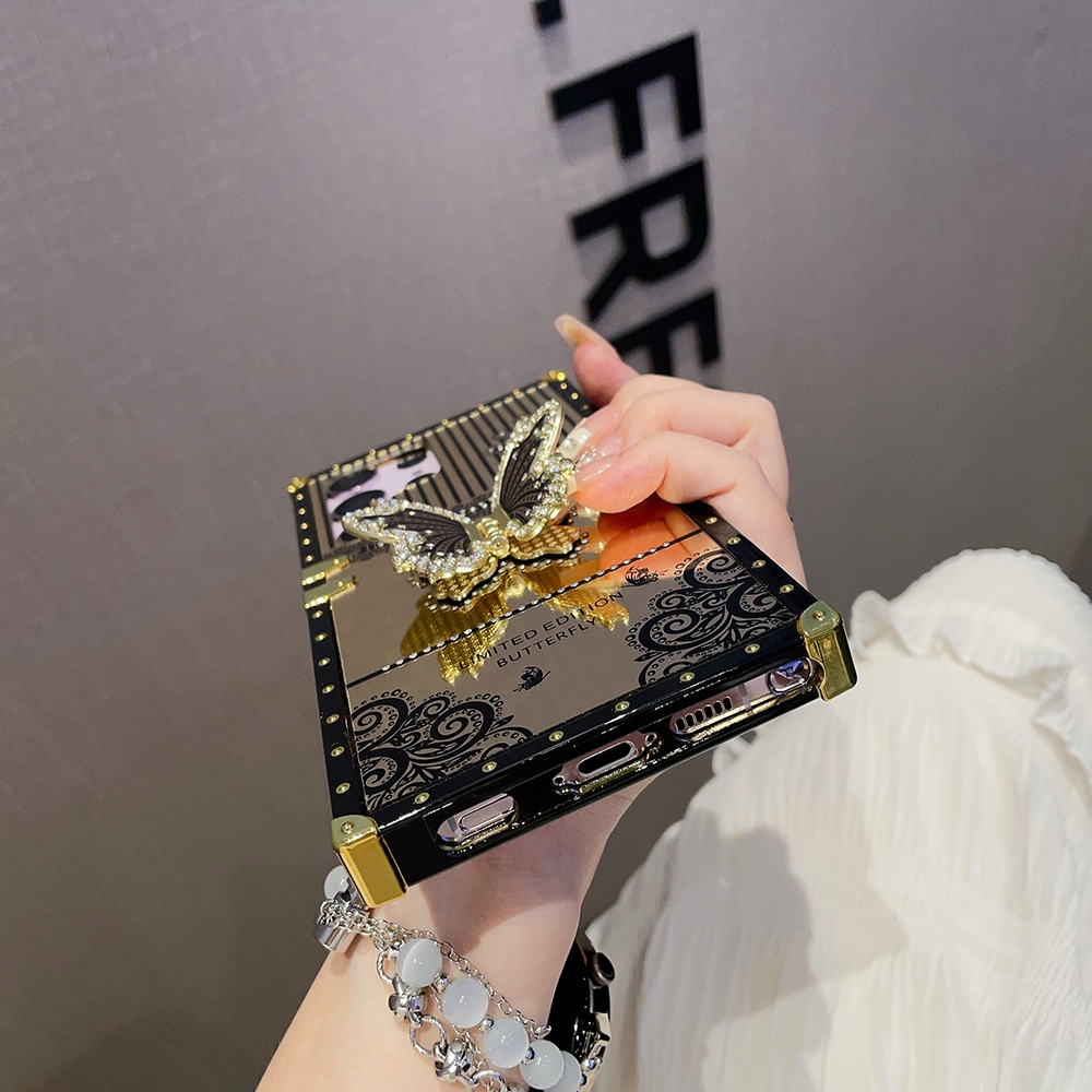 เคสโทรศัพท์มือถือ ทรงสี่เหลี่ยม ลายผีเสื้อ แฟชั่น สําหรับ Samsung Galaxy S23 S22 S21 Ultra Plus A73 A72 A54 A52 A53 Z Flip3 Flip4 - รูปที่ 2