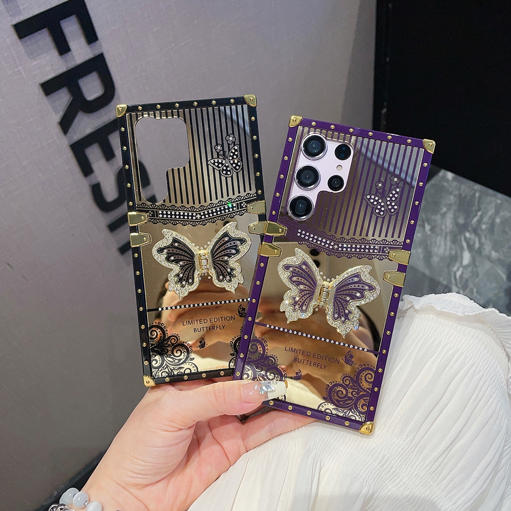 เคสโทรศัพท์มือถือ ทรงสี่เหลี่ยม ลายผีเสื้อ แฟชั่น สําหรับ Samsung Galaxy S23 S22 S21 Ultra Plus A73 A72 A54 A52 A53 Z Flip3 Flip4 - รูปที่ 7