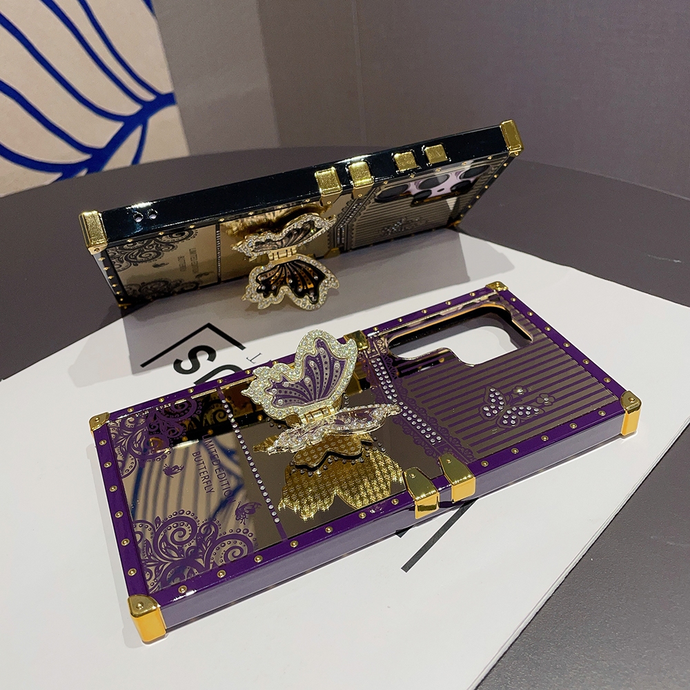 เคสโทรศัพท์มือถือ ทรงสี่เหลี่ยม ลายผีเสื้อ แฟชั่น สําหรับ Samsung Galaxy S23 S22 S21 Ultra Plus A73 A72 A54 A52 A53 Z Flip3 Flip4 - รูปที่ 3