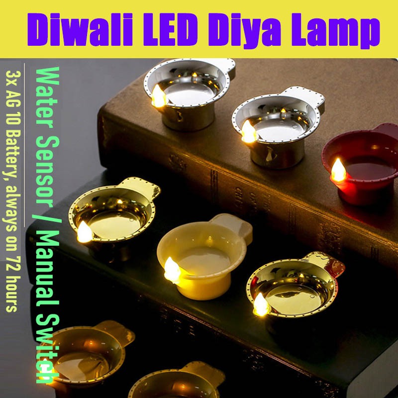 เซ็นเซอร์น้ํา2025 Deepavali LED โคมไฟน้ํามัน Diwali Diya เทียนตกแต่งขนาดเล็กลอย Deepavali ตกแต่งรายก