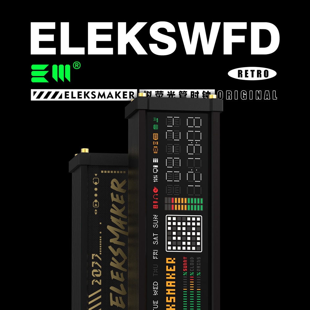 -LW- Em EleksMaker Cyberpunk นาฬิกาอนาล็อกอิเล็กทรอนิกส์ WFD เรืองแสง สไตล์วินเทจ