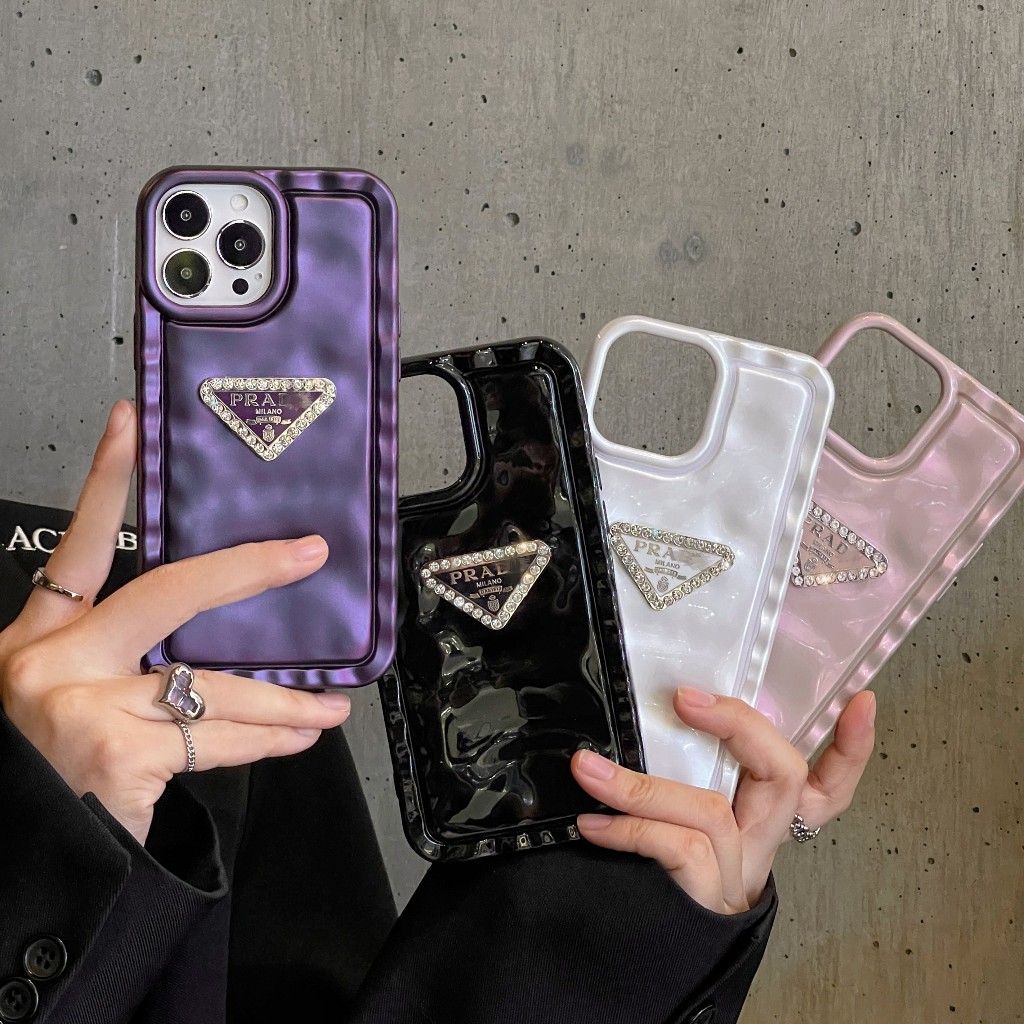 เคสโทรศัพท์มือถือ ทรงสามเหลี่ยม ประดับเพชร สําหรับ iPhone 11 12 13 14 15 Pro max