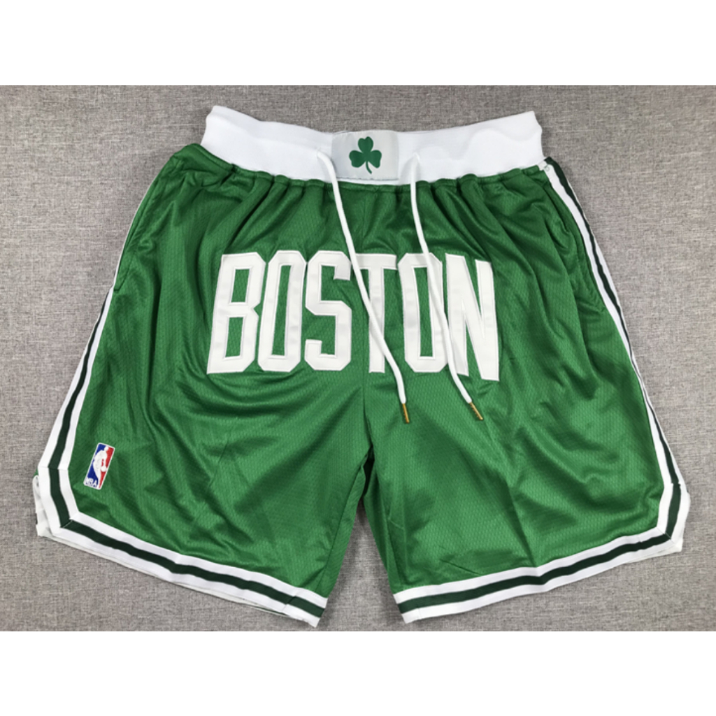 2023 กระเป ๋ าใหม ่ NBA men Boston Celtics Jayson Tatum Garnett Paul Pierce Jaylen สีน ้ ําตาลโลโก ้ ใหญ ่ เย ็ บปักถักร ้ อยกางเกงขาสั ้ นบาสเกตบอลกางเกงสีเขียว