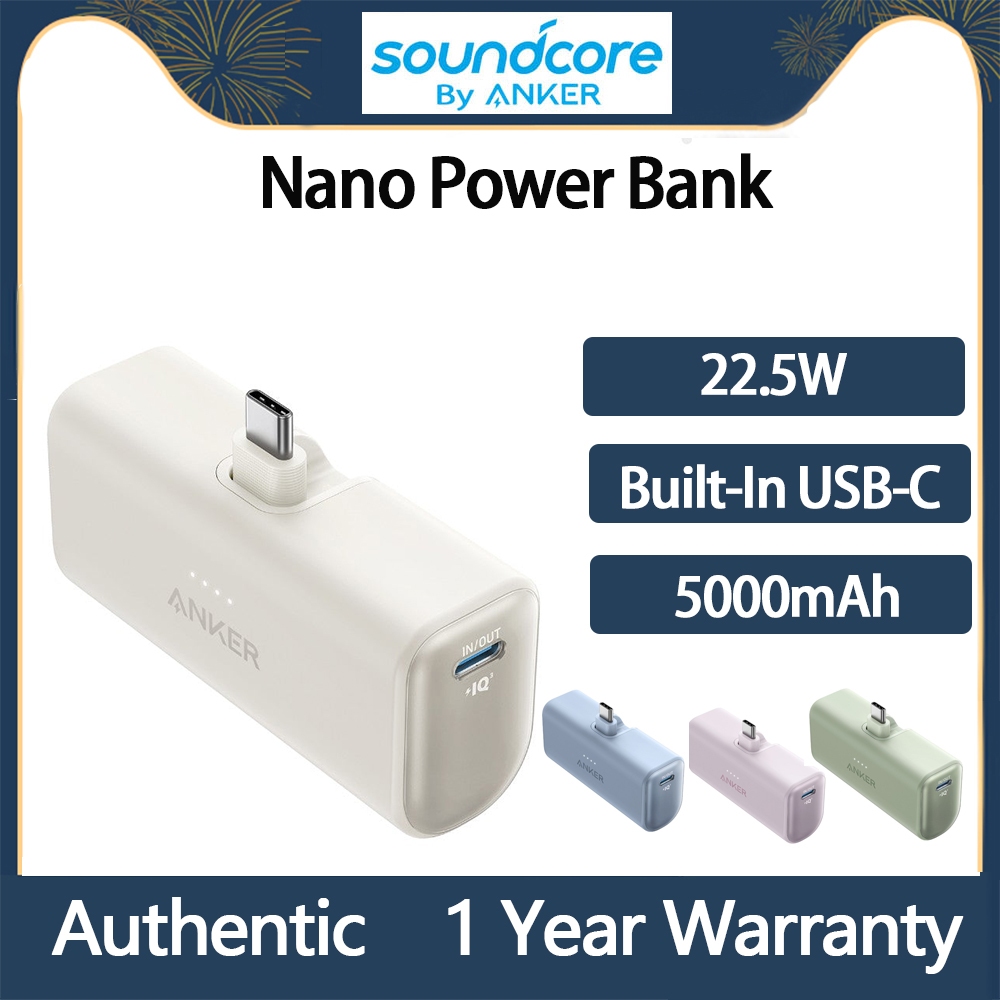 Anker Nano Power Bank A1653 พาวเวอร์แบงก์นาโน 5000mAh 22.5W ชาร์จเร็ว พร้อมตัวเชื่อมต่อ USB-C พับได้ สําหรับโทรศัพท์มือถือ