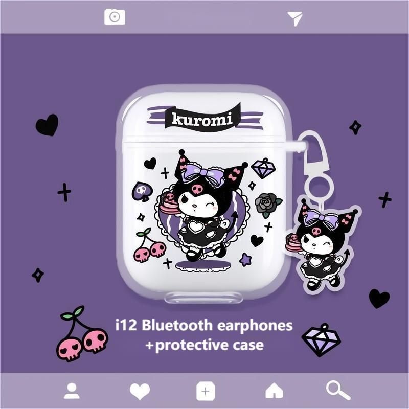 Tws inpods 12 หูฟังบลูทูธไร้สาย อินเอียร์ พร้อมเคสป้องกัน ลายการ์ตูนน่ารัก