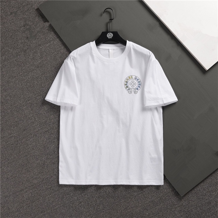 เสื้อยืดแขนสั้น คอกลม ทรงหลวม พิมพ์ลายตัวอักษร Horseshoe Chrome Hearts Crowe Heart Gradient สําหรับผู้ชาย และผู้หญิง