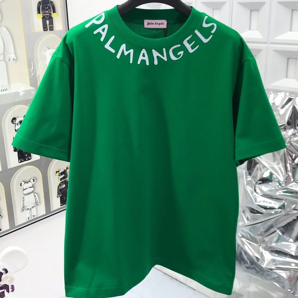 Pa 2023ss เสื้อยืดแขนสั้น คอปก พิมพ์ลายตัวอักษร สีเขียว เหมาะกับฤดูใบไม้ผลิ และฤดูร้อน สําหรับผู้ชาย และผู้หญิง