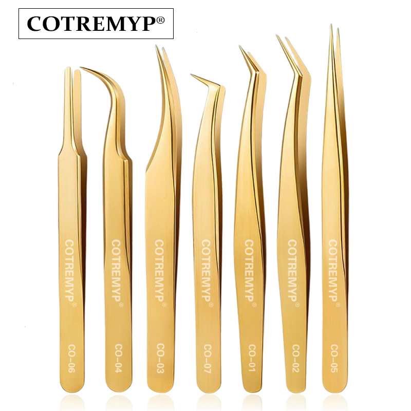 Cotremyp แหนบสีทอง แหนบต่อขนตา ความแม่นยําสูง