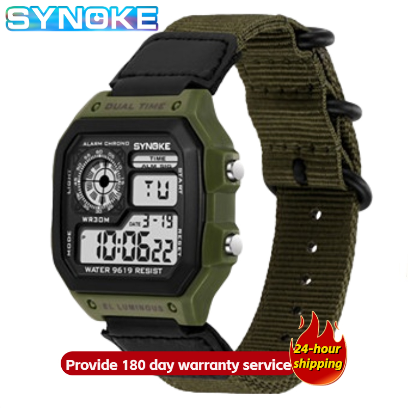 【พร้อมส่ง】 Synoke นาฬิกาข้อมือดิจิทัล สายไนล่อน กันน้ํา สไตล์สปอร์ต หรูหรา แฟชั่นสําหรับผู้ชาย และผู้หญิง