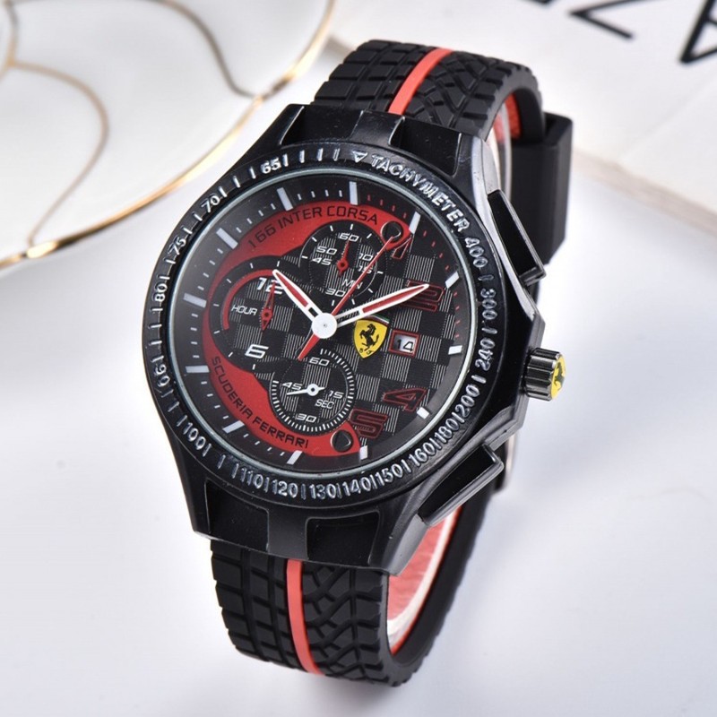 Ferrari นาฬิกาข้อมือควอตซ์แฟชั่น สายซิลิโคน หน้าปัดใหญ่มาก หรูหรา คุณภาพสูง สําหรับผู้ชาย F1