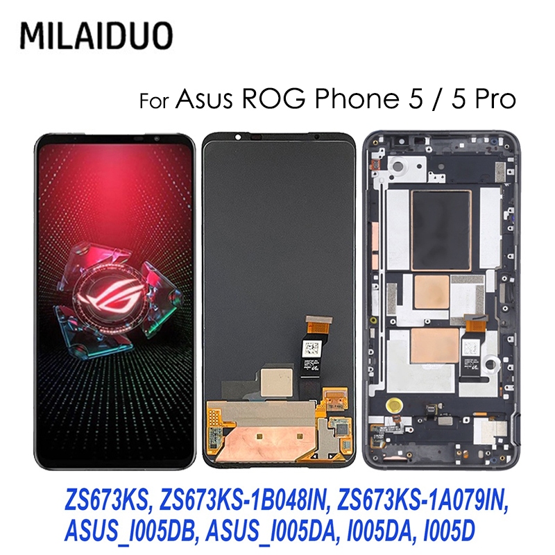 Amoled หน้าจอสัมผัสดิจิทัล LCD สําหรับ ASUS Rog Phone 5 Pro Rog 5 ZS673KS ZS676KS I005DA I005DB