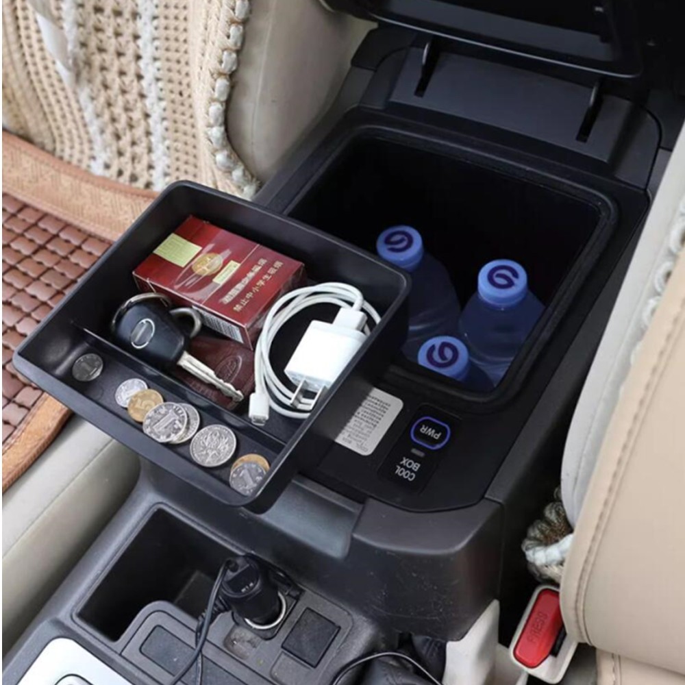 ABS สีดําที่เท้าแขนรถกล่องเก็บถาด Fit สําหรับ Toyota Land Cruiser Prado 120 150 FJ120 2003-2019