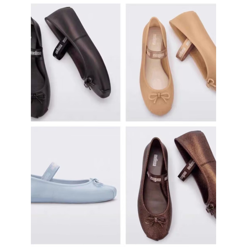 Melissa รองเท้าบัลเล่ต์ ส้นแบน หัวเหลี่ยม ประดับโบว์ แบบเรียบง่าย สไตล์ใหม่ สําหรับผู้หญิง