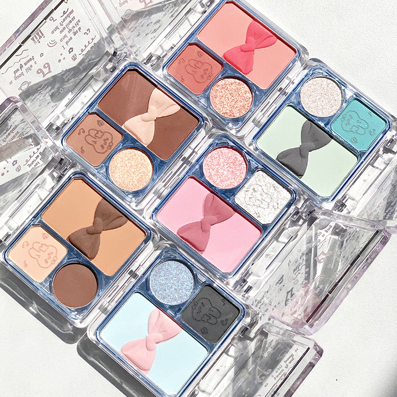 Xixi อายแชโดว์ สี่สี แฟลชคอนทัวร์ เนื้อแมตต์ อายแชโดว์ ติดทนนาน กันน้ํา เนื้อแมตต์ สดใส ถาดบลัชออน NO. D517