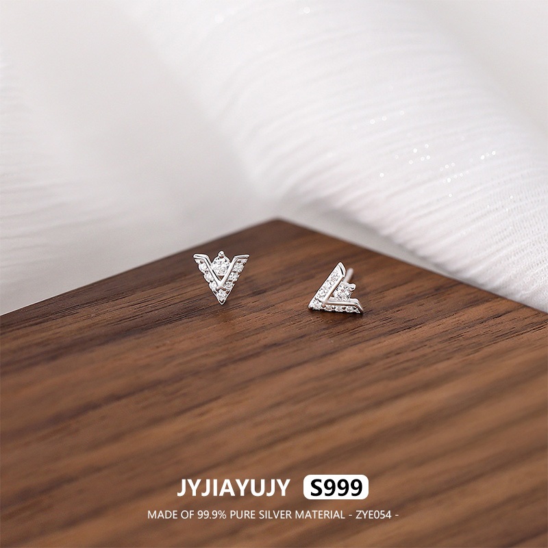 JYJIAYUJY 100% เงินบริสุทธิ์ S999 ต่างหูสตั๊ด Win Zircon สไตล์คุณภาพสูงแฟชั่น Hypoallergenic เครื่อง