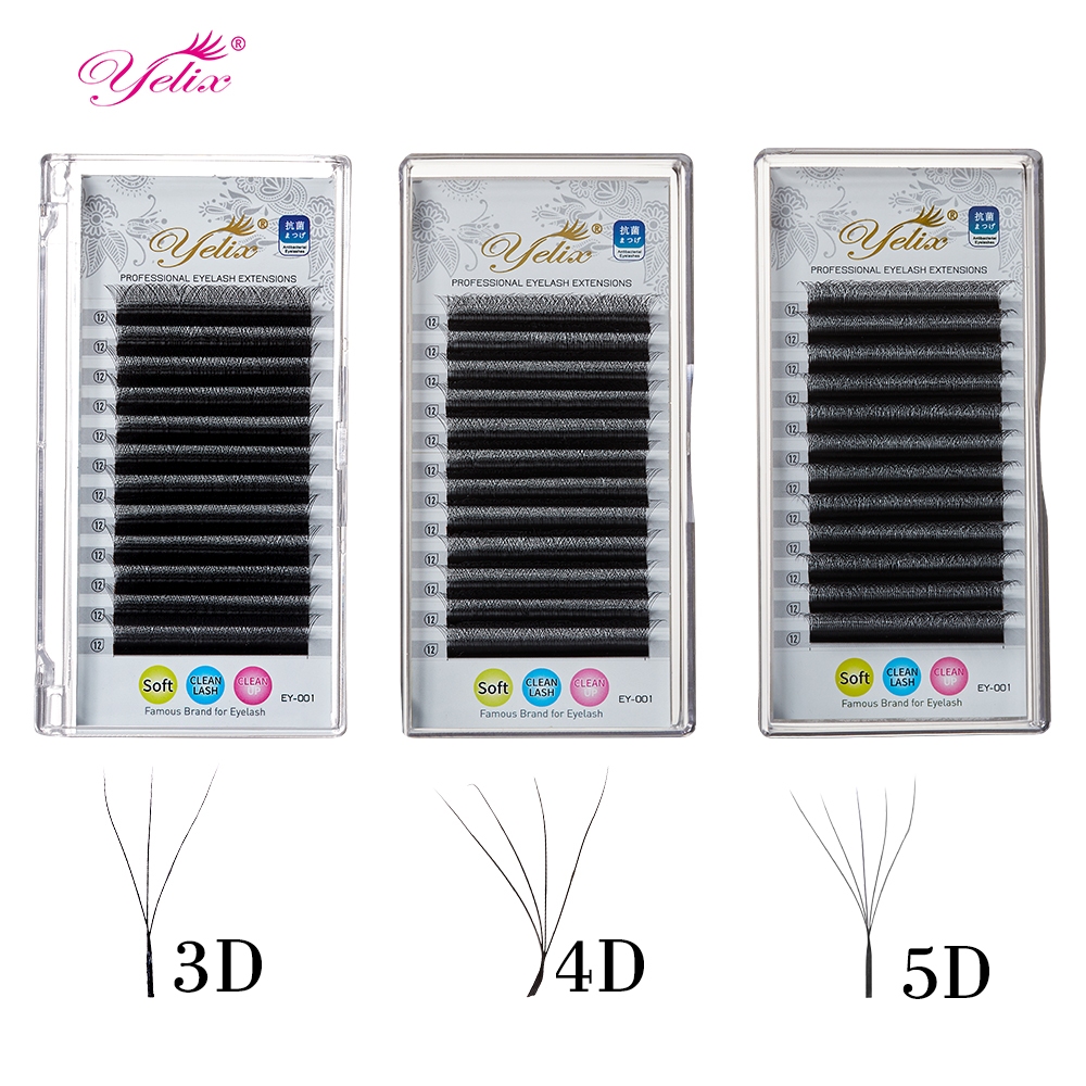 Yelix ขนตาปลอม 3D/4D/5D พัดขนตาสำเร็จรูปแบบวอลลุ่ม ขนตาธรรมชาติ นุ่ม อุปกรณ์แต่งหน้าขนตาปลอม