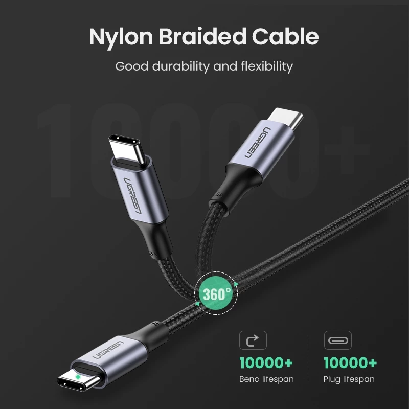 UGREEN Usb-C ถึง Usb-C 100 W สายชาร์จ  SAMSUNG NINTENDO สําหรับ iPhone 16 Pro Max 15/15 iPhone 17 Pro Max Apple Macbook Pro Huawei Matebook Pro 2020 thumbnail 7