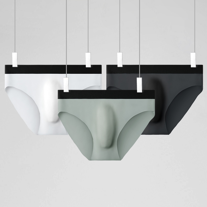 ผู้ชายชุดชั้นในชายผ้าไหมน้ําแข็งไม่มีรอยต่อระบายอากาศกางเกงในบางเฉียบฤดูร้อนเย็นนุ่มสบายชุดชั้นในเด็กชาย