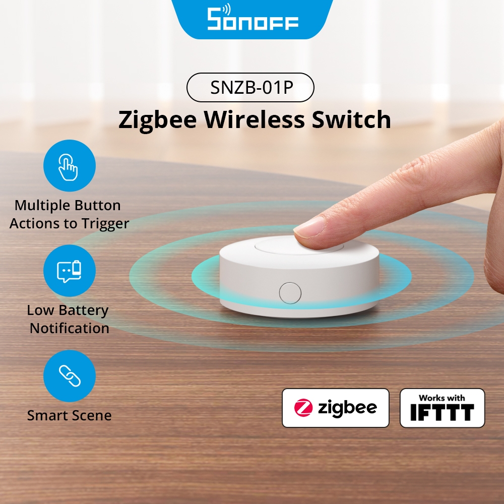 Sonoff SNZB-01P Zigbee สวิตช์อัจฉริยะไร้สาย เปิดใช้งานอุปกรณ์อัจฉริยะด้วยตนเองด้วยปุ่มเดียว