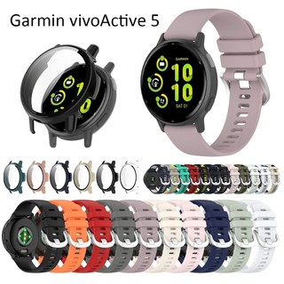 สําหรับ Garmin vivoActive 5 สายรัด เคสกระจกนิรภัย ป้องกันหน้าจอ สาย USB แท่นชาร์จ ขาตั้ง ปลั๊กฝุ่น สายสมาร์ทวอทช์