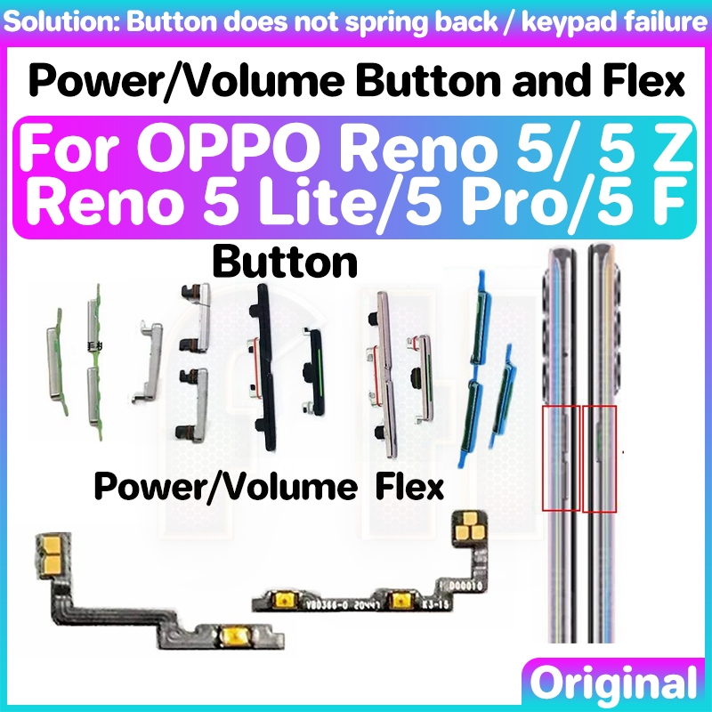 ปุ่มปรับระดับเสียง ปุ่มกดเปิดปิด สายเคเบิลแพร สําหรับ OPPO Reno 5 Lite pro z f 4G 5G