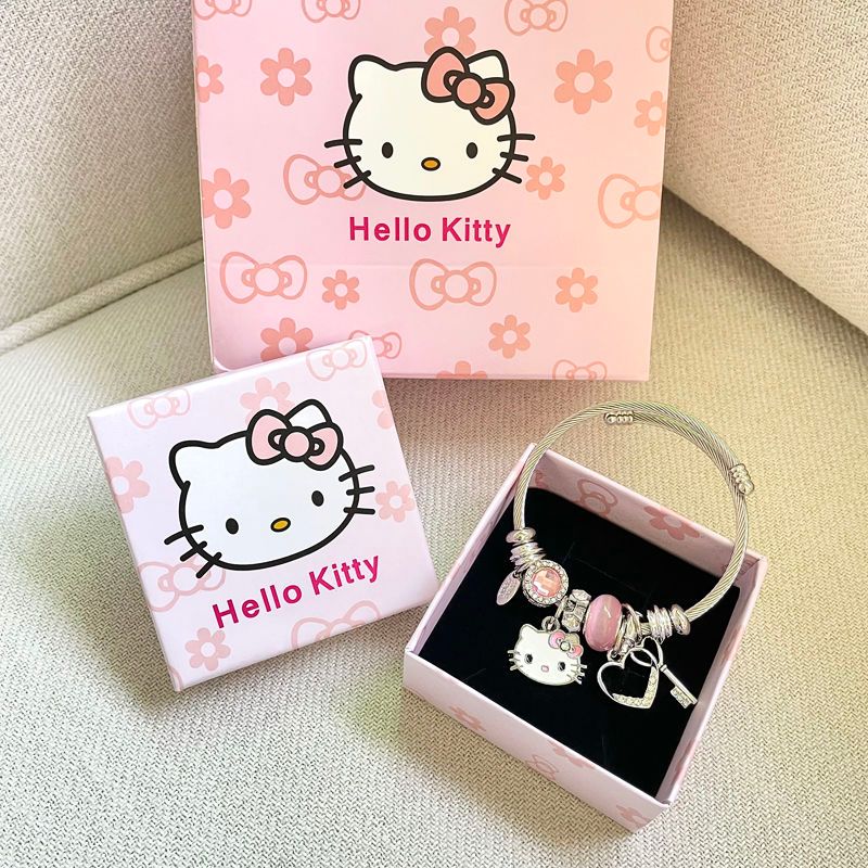 สร้อยข้อมือเงิน 925 ลาย Hello Kitty น่ารัก สําหรับผู้หญิง