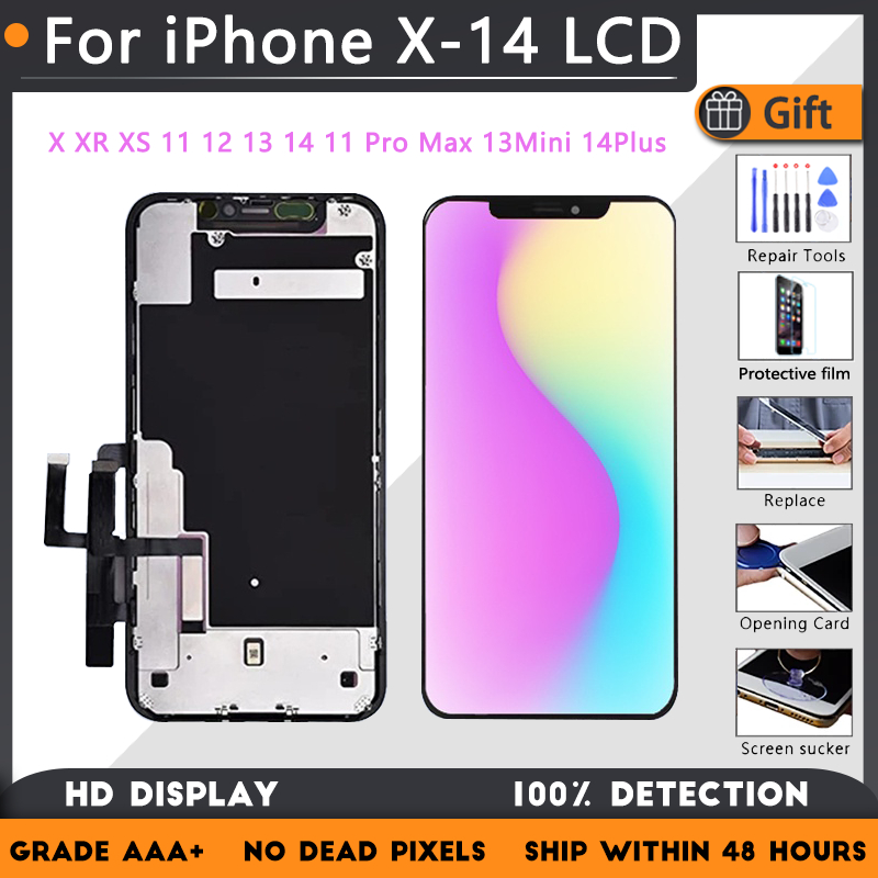 Oled หน้าจอสัมผัส LCD 3D แบบเปลี่ยน สําหรับ iPhone X XR XS 11 12 13 14 11 Pro Max 13Mini 14Plus