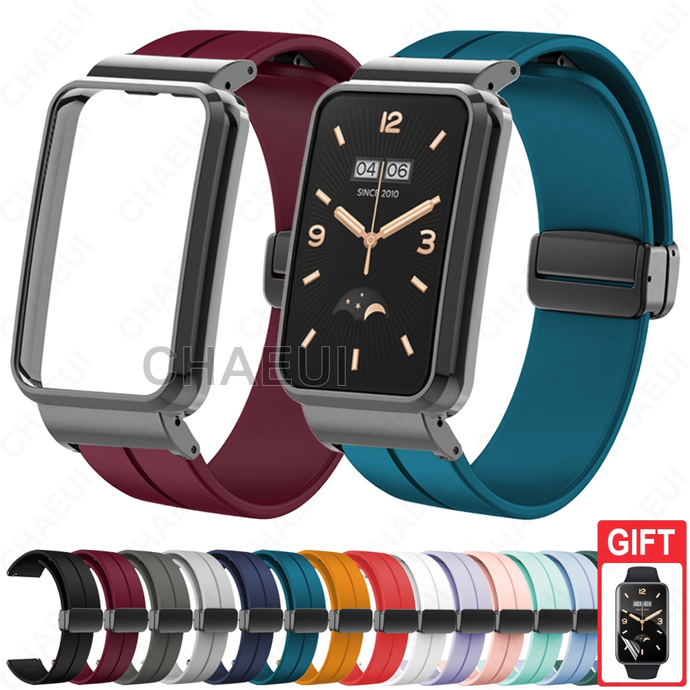 สายซิลิโคนพร้อมเคสเปลี่ยนสร้อยข้อมือสําหรับ Xiaomi Smart Band 9 8 pro / Mi Band 7 pro / Xiaomi Smart Band 8 9 Active