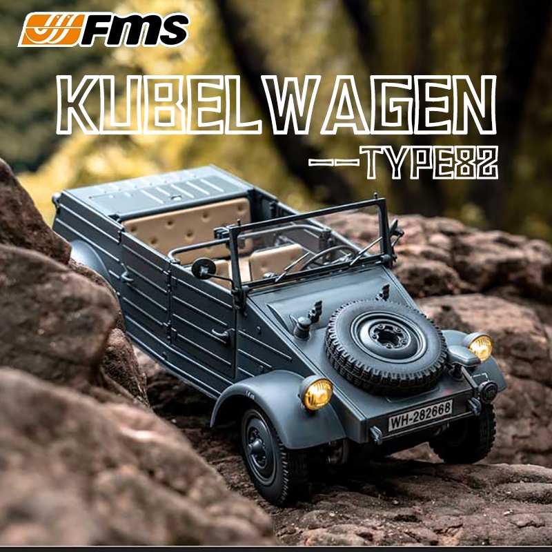 โมเดลรถไต่หินบังคับวิทยุ FMS 1:12 Type82 Kubelwagen 4X4 4WD RTR 2.4GHz 1/12 พร้อมรีโมตคอนโทรล ของเล่นสําหรับเด็ก และผู้ใหญ่