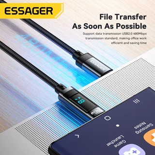 Essager H 240W 5A Type C To Type C สายเคเบิ้ลข้อมูล หน้าจอดิจิทัล PD3.1