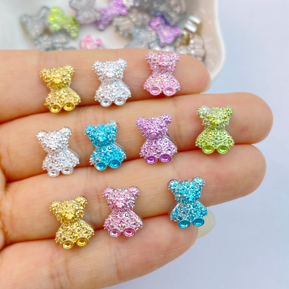 อุปกรณ์ตกแต่งเล็บเรซิ่น ลายการ์ตูนหมี 3D แฮนด์เมด DIY หลากสี 30 ชิ้น